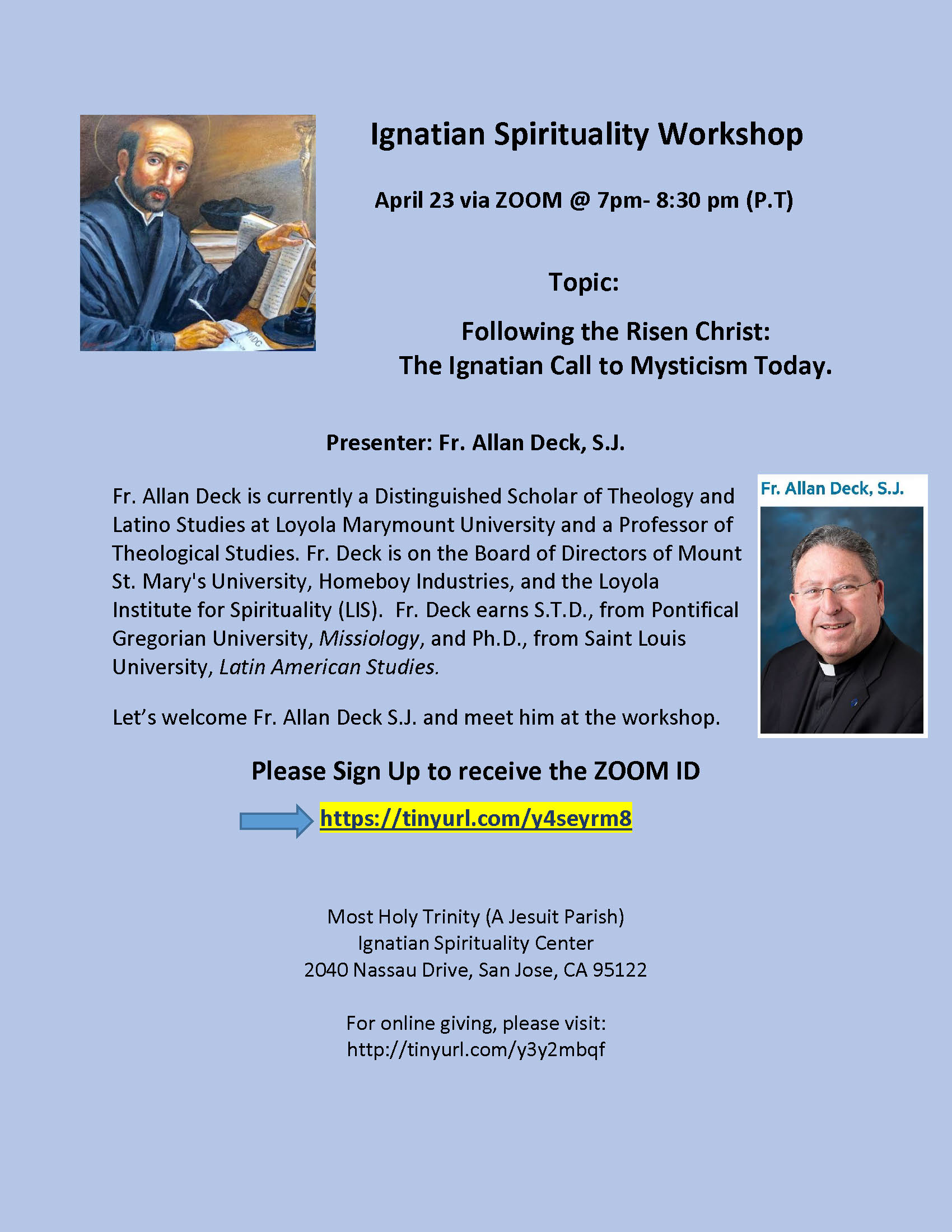 Ignatian Spirituality Workshop on Following the Risen Christ:The Ignatian  Call to Mysticism Today - Diocese of San Jose