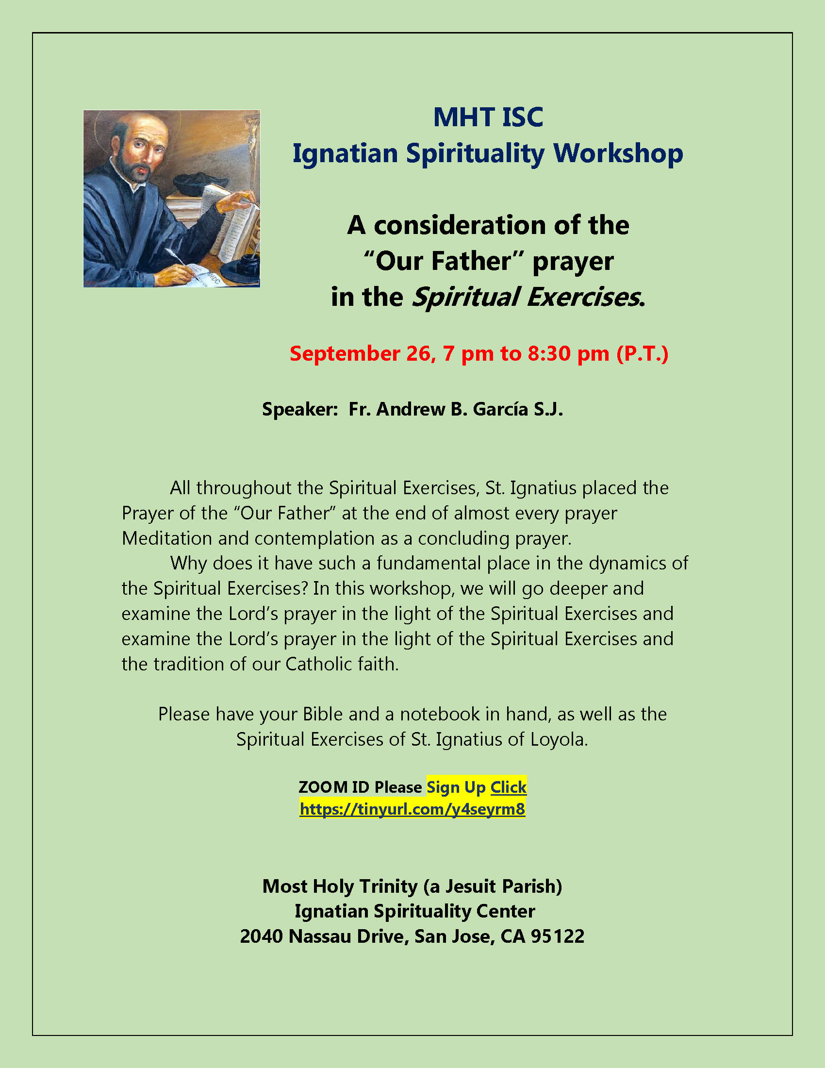 Ignatian Spirituality Workshop - Diocese of San Jose